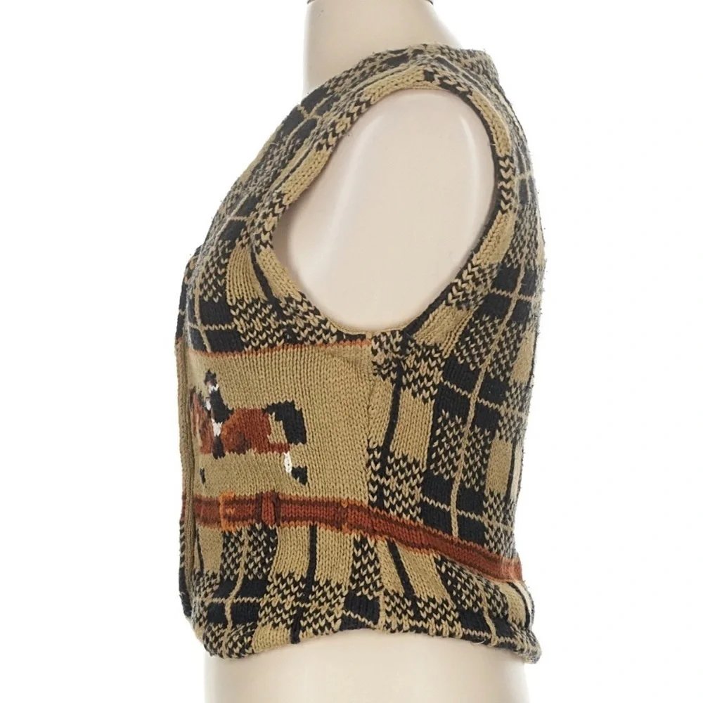 MILLER’S VINTAGE Knit Equestrian Rodeo Horse Sweater Vest Size Medium VGUC - Picture 9 of 9
